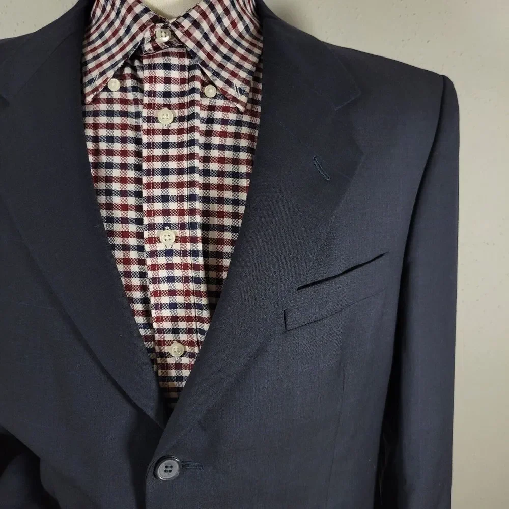 Vitale Barberis Men's Sport Coat‎ Blazer Three Button Navy Blue Wool 100s Sz 44R